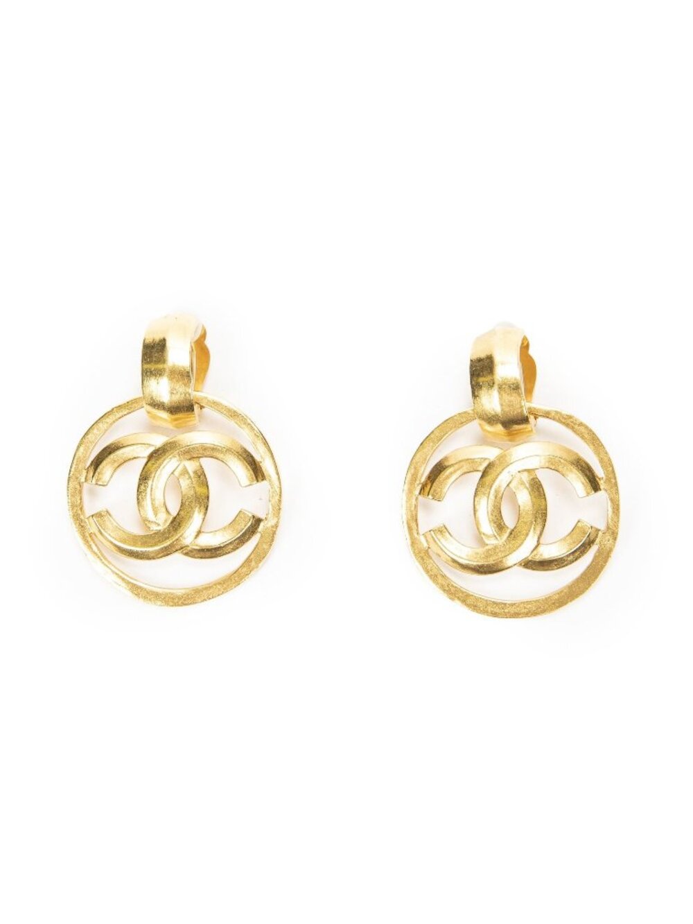 Chanel Large CC Round Clip-On Earrings Gold Plated